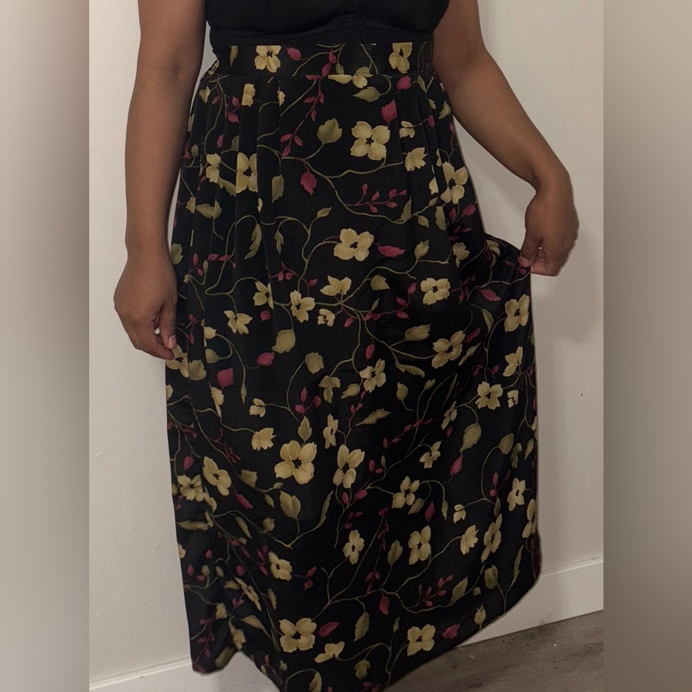 Classic Black skirt with Pink and Yellow Floral Design